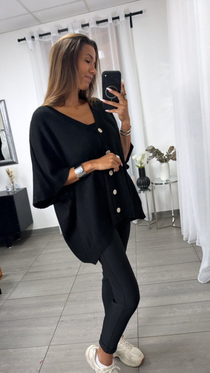 Ärmelloser Oversize Cardigan / schwarz Art.16360