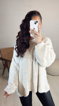 TEDDY Oversize Pullover mit hohem Ausschnitt / wollweiss Art. 8130