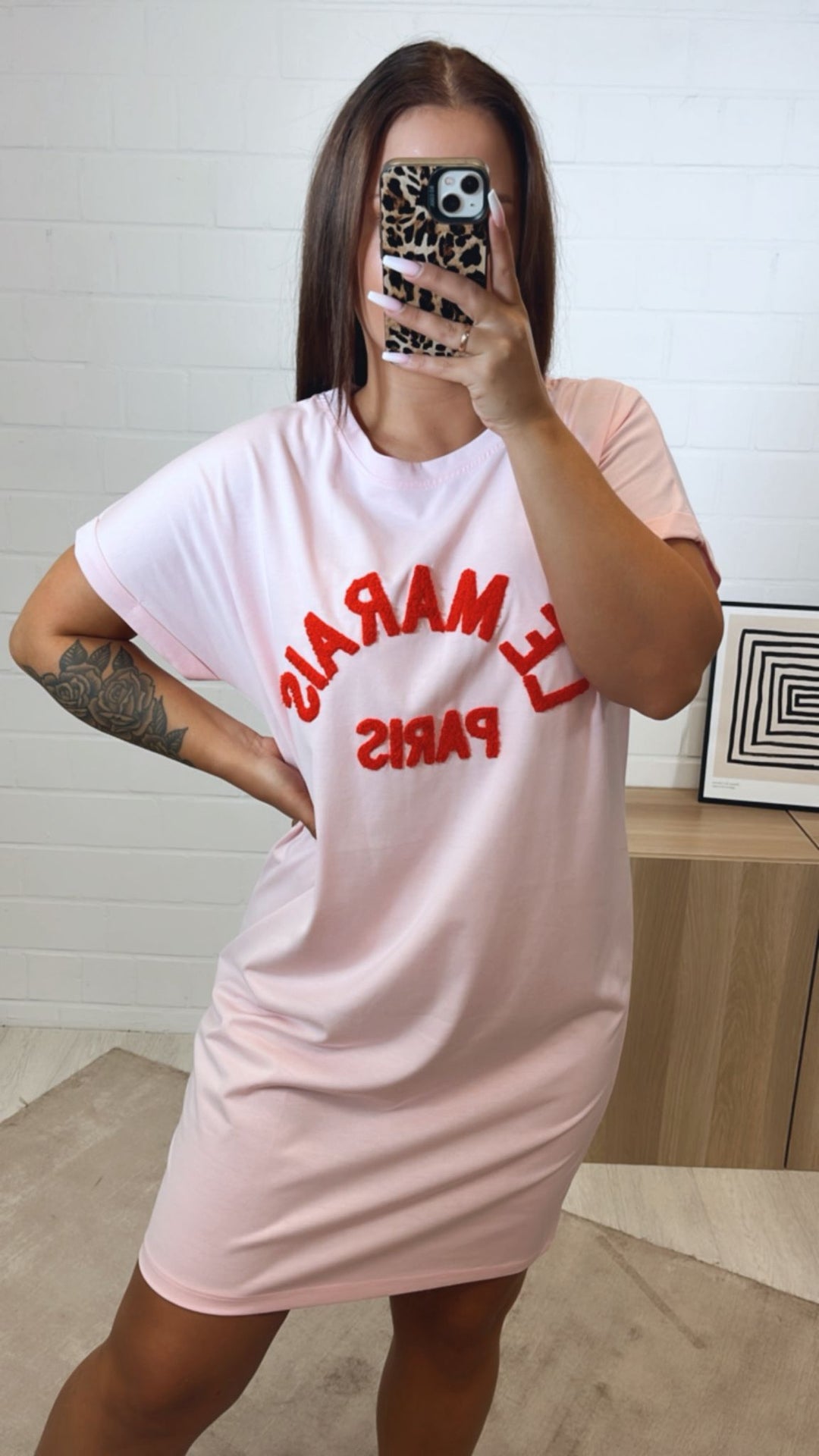 T-shirt Kleid " Le Marais " / soft pink - rot Art. 10505