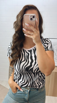 T-shirt im Zebra Print / zart rosa - schwarz Art. 10757