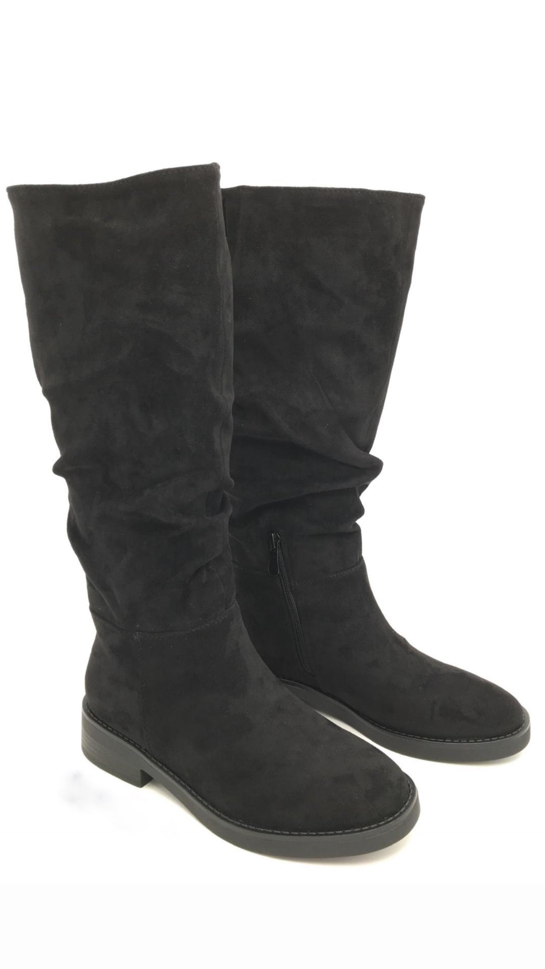 VELOURS Optik Stiefel mit gerafftem Schaft " A-1020 " / schwarz Art. 16427