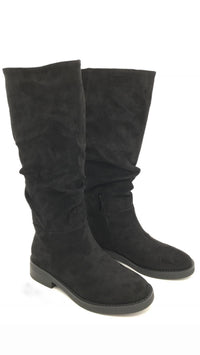 VELOURS Optik Stiefel mit gerafftem Schaft " A-1020 " / schwarz Art. 16427