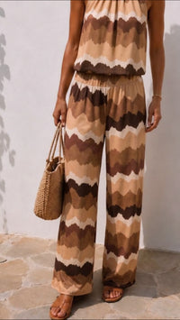 HORIZONT Palazzo Hose / beige - cappuccino - creme - braun Art. 15580