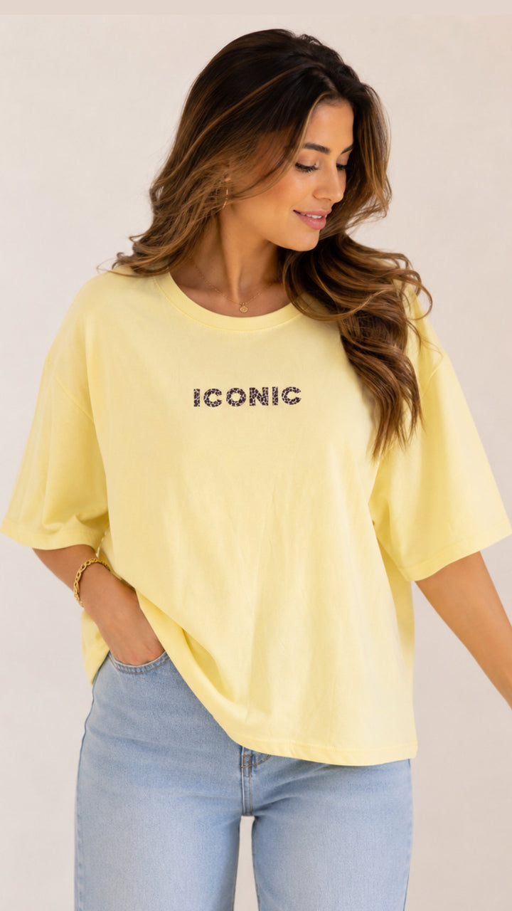 Oversize Shirt " ICONIC LEO " / soft gelb Art. 15799