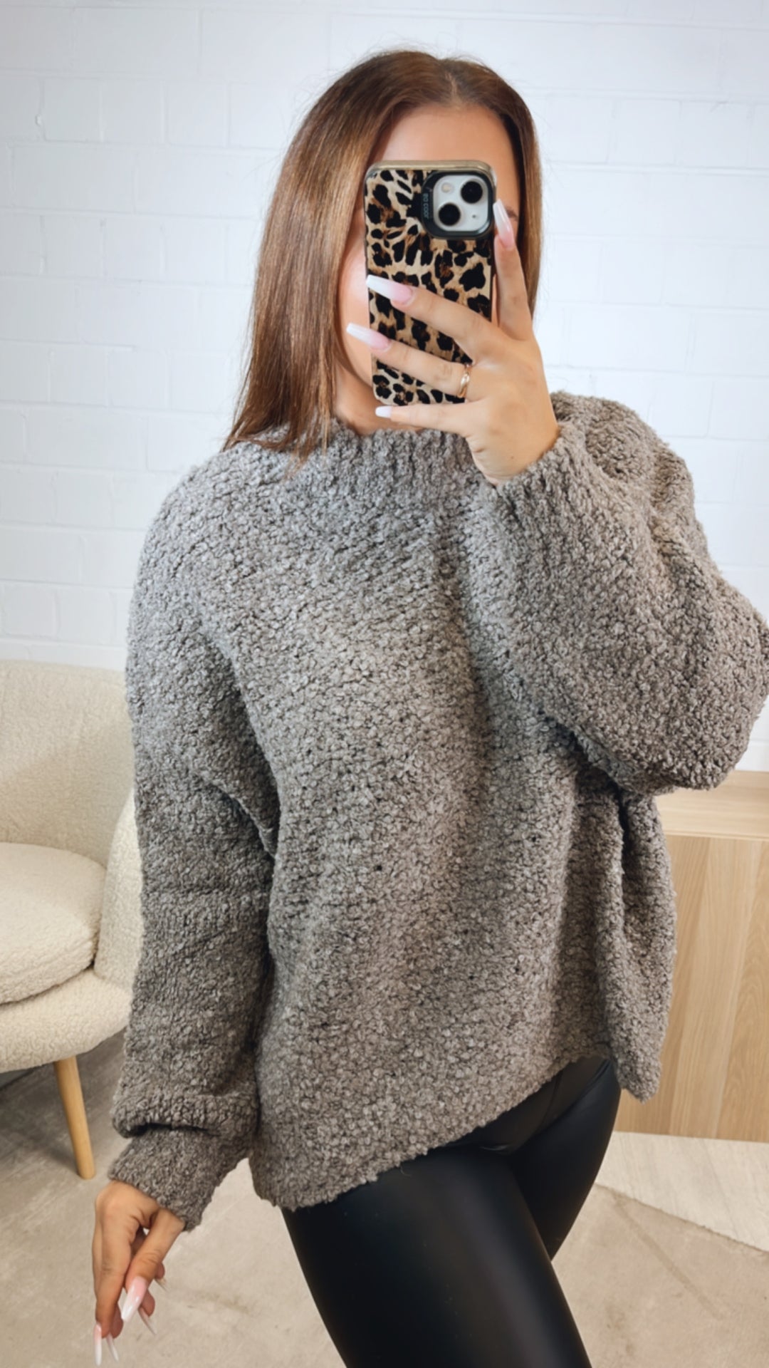 TEDDY Pullover mit Stehkragen / braun meliert Art. 12456