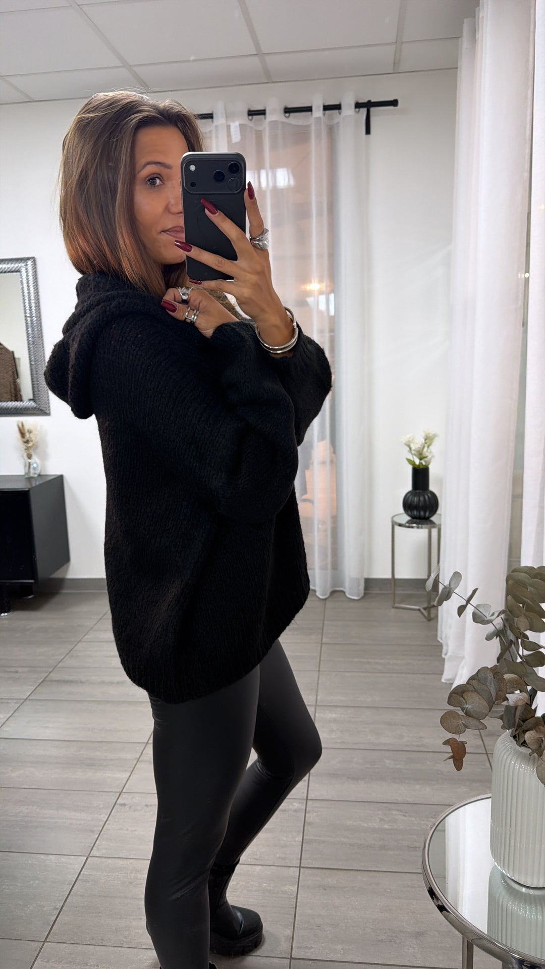 KAPUZEN Oversize Strick Pullover / schwarz Art. 16702