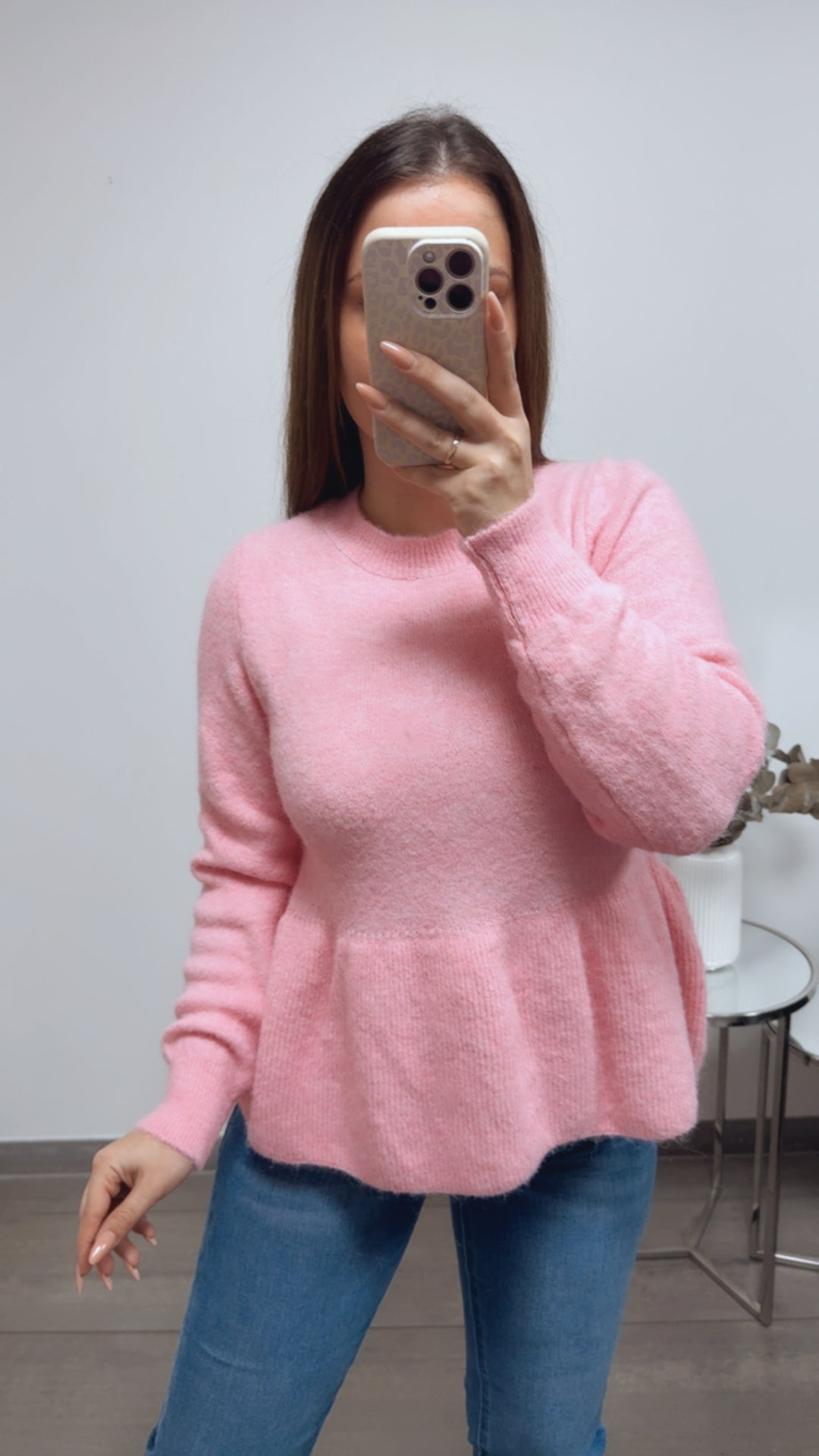 Pullover mit Schößchen / soft pink Art. 13806