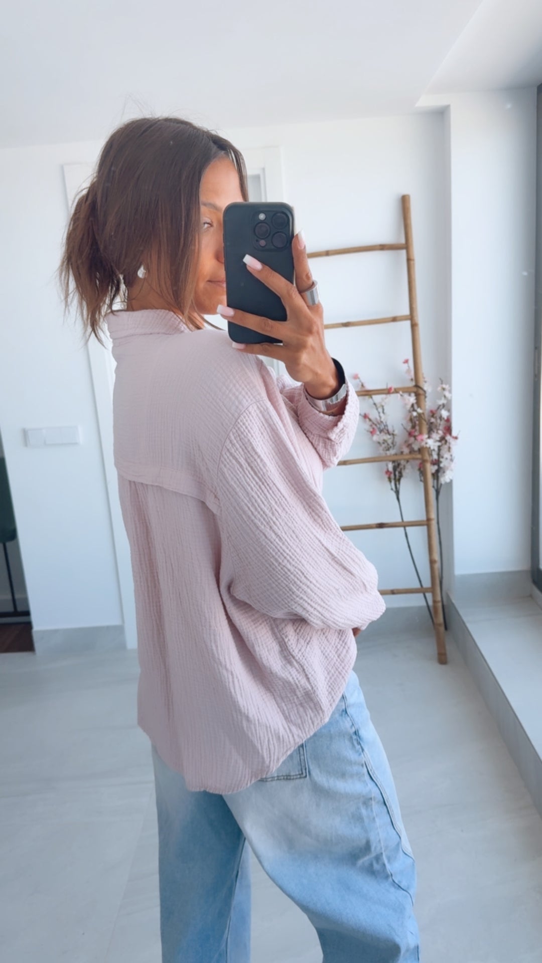 KURZE Oversize Musselin Bluse / zart rosa Art. 3184