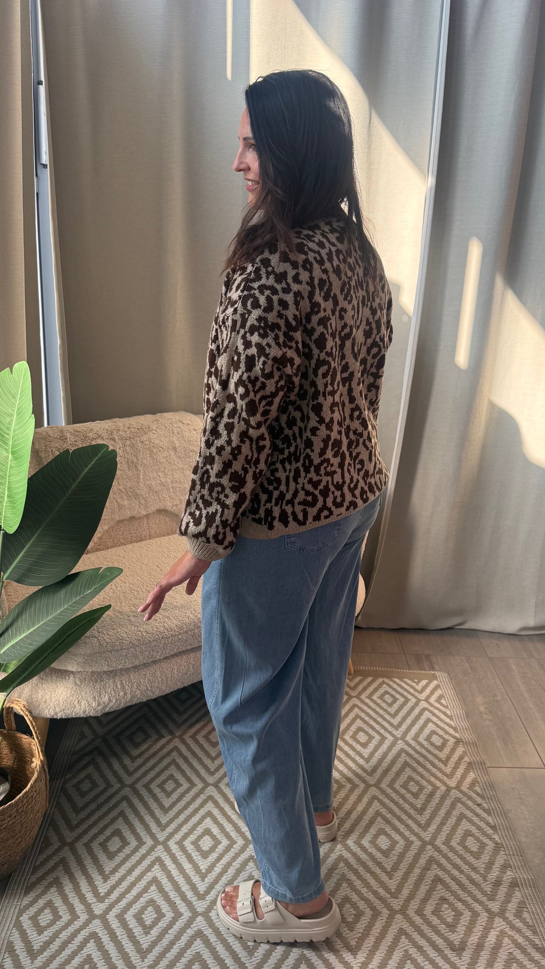 kurzer Leo Cardigan / beige - dunkel braun Art. 16076