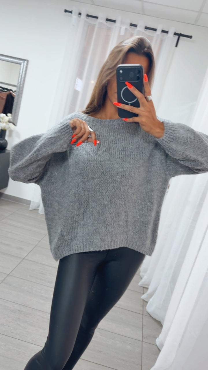 Strick Pullover mit Rundhalsausschnitt / grau Art. 16159