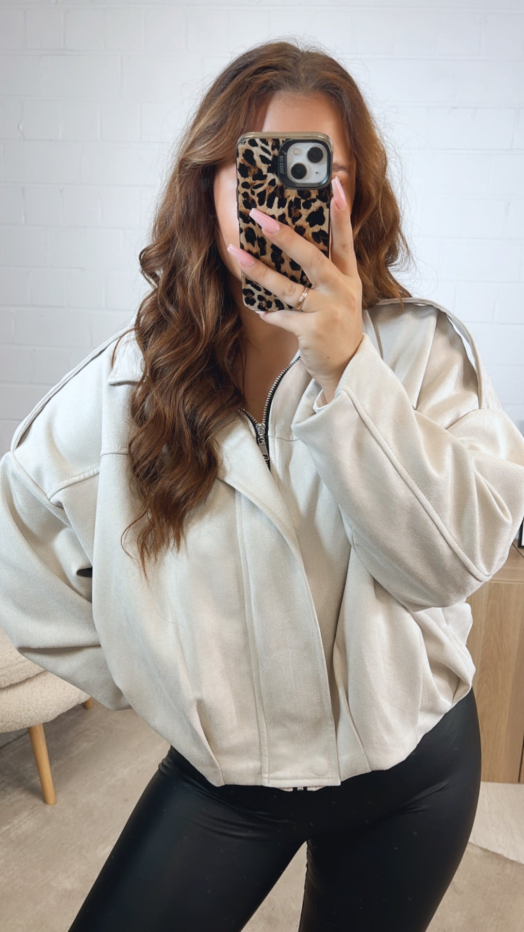 TREND Loose Fit Jacke in Velours Optik, Leo Akzente / creme Art. 12595