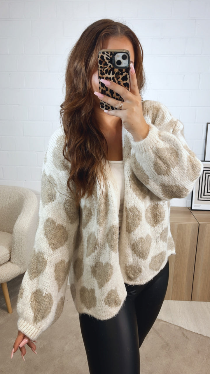 HERZEN offener Cardigan / wollweiss - beige Art. 12565