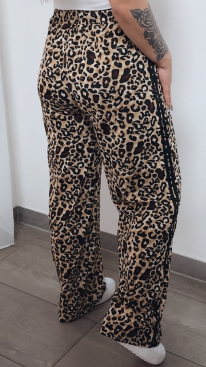 LEO softe Hose mit Streifen / caramel - braun - schwarz Art. 14440