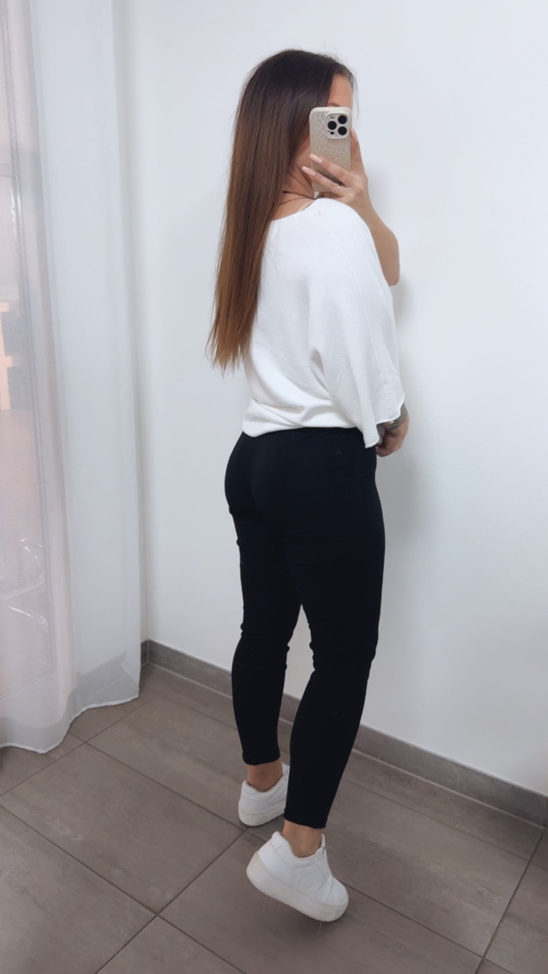 zeitlose Baumwoll - Mix Leggings " CH-A004 " / schwarz Art. 14504