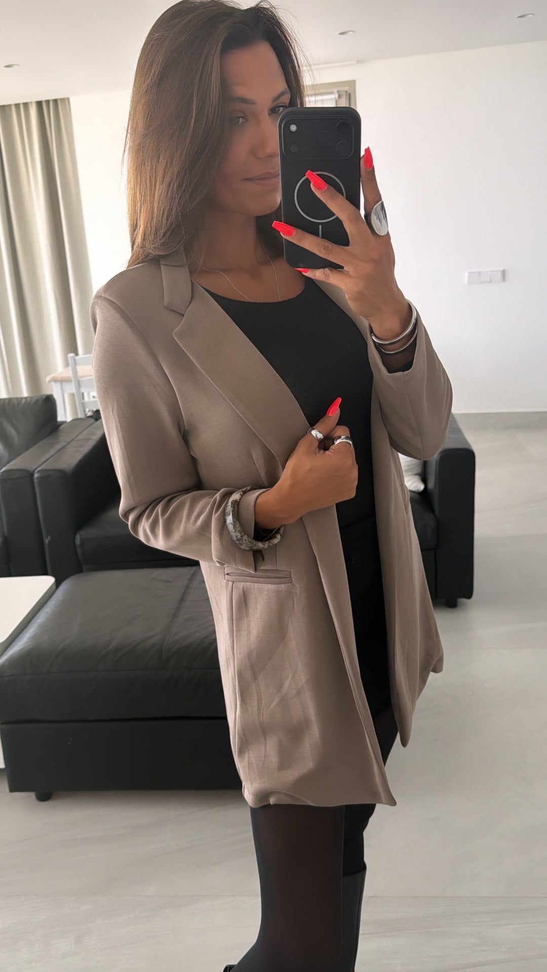 BUTTERSTOFF Long Blazer / taupe Art. 16138