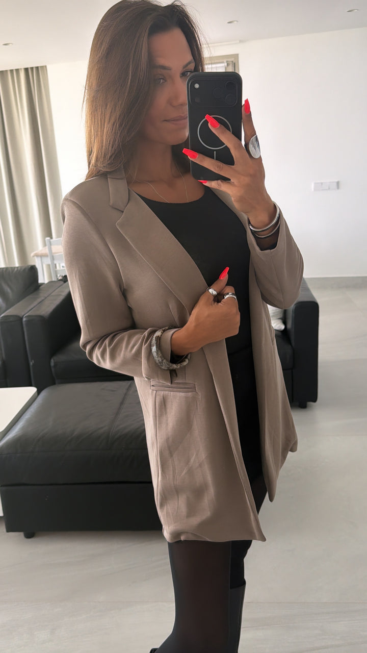 BUTTERSTOFF Long Blazer / taupe Art. 16138