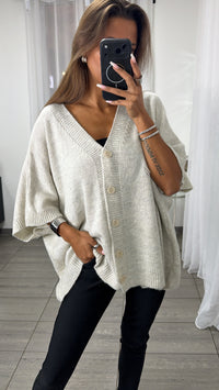Ärmelloser Oversize Cardigan / beige Art.16361