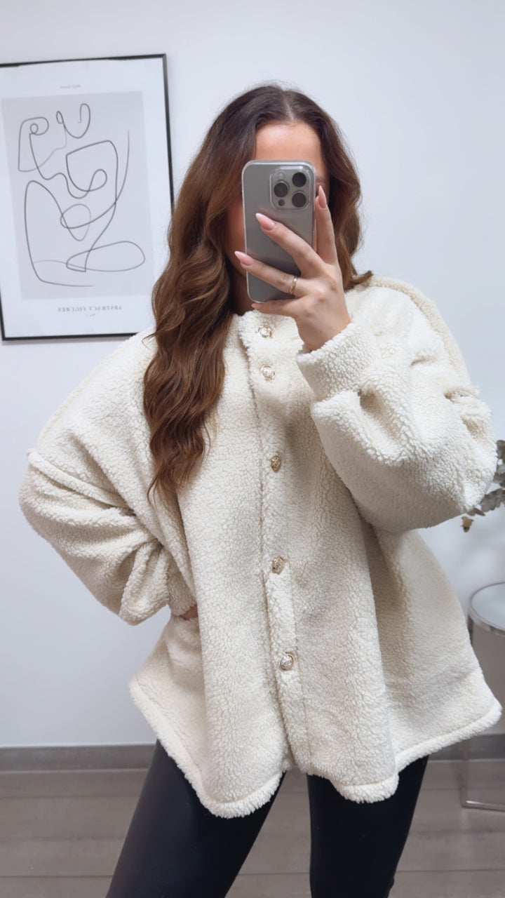 TEDDY Jacke mit gold - silbernen Knöpfen, Leo Herz / Creme Art. 13115