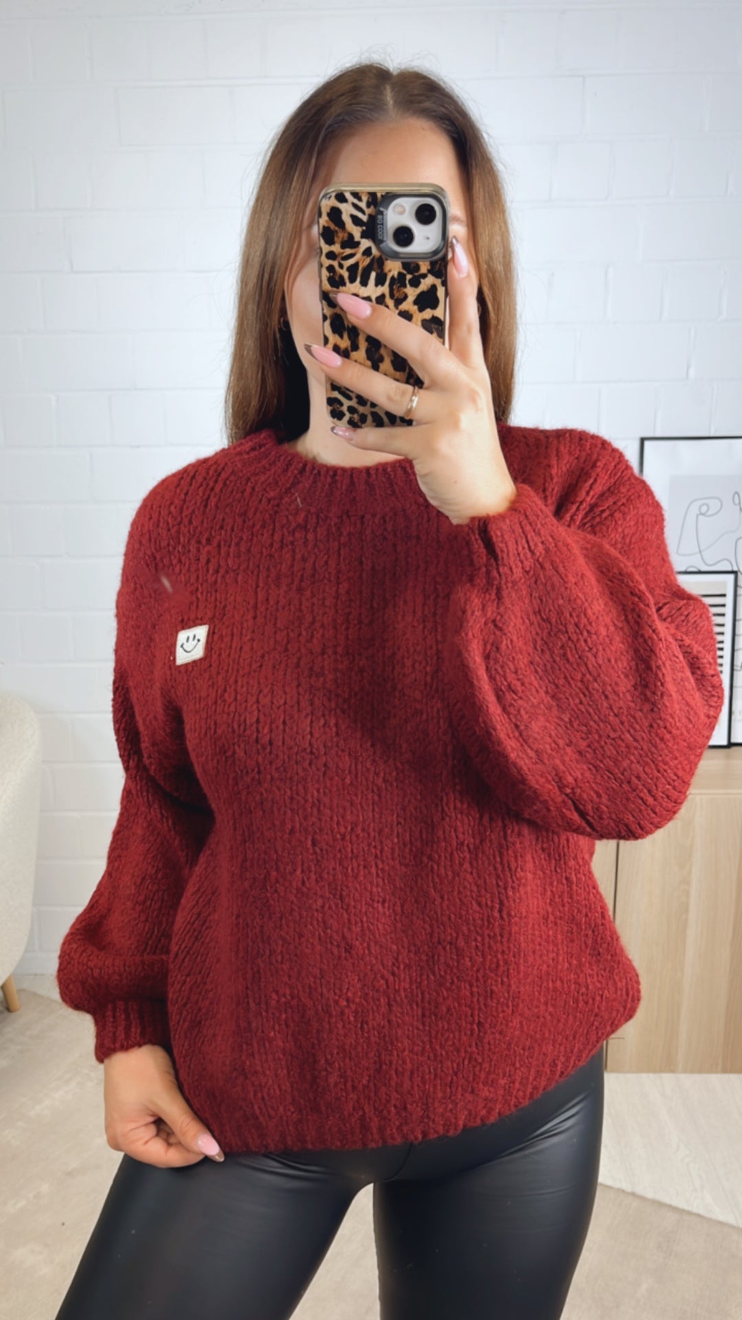 Strick Pullover " Just Be You " / bordeaux rot Art. 13008