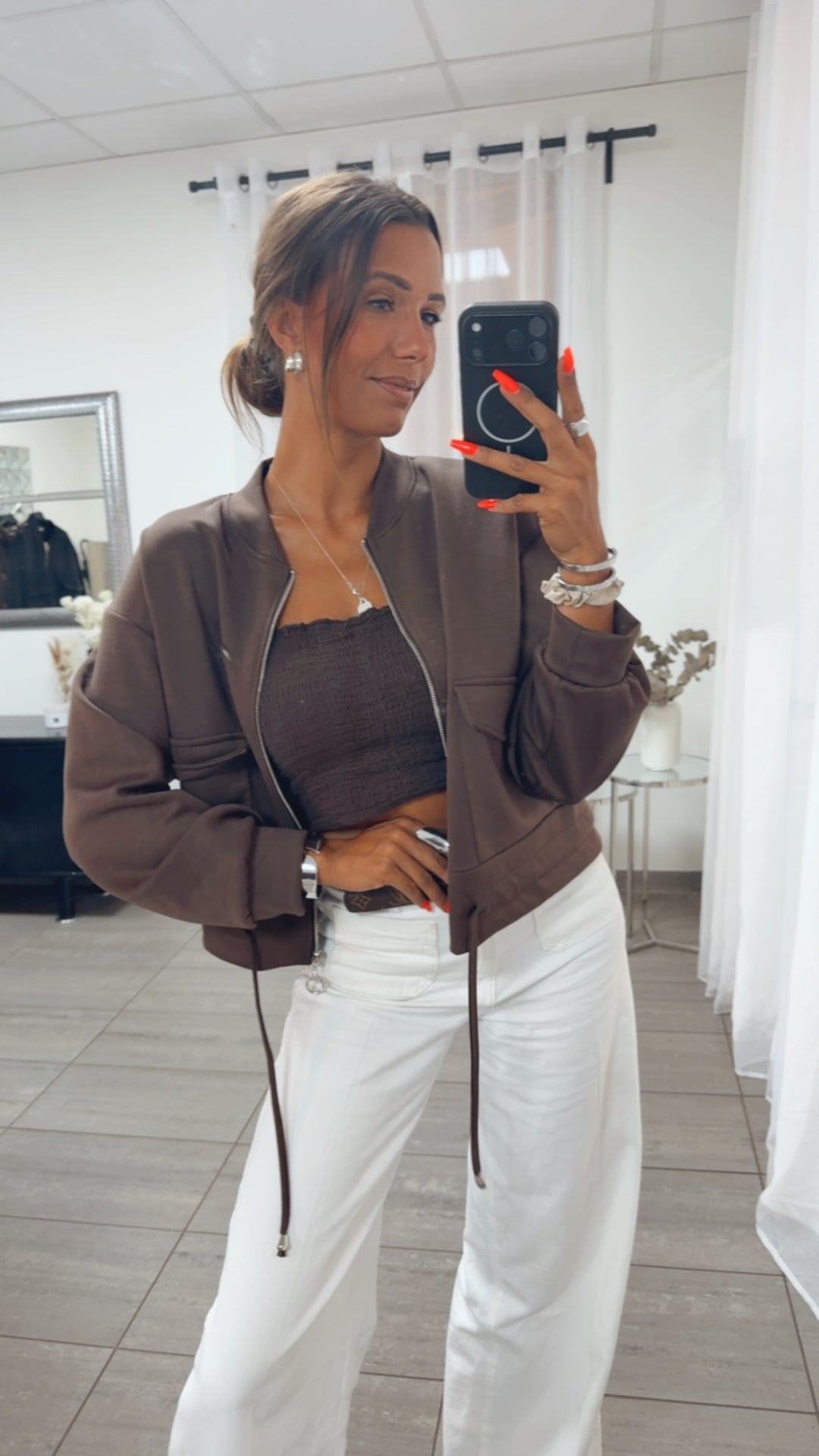 Casual Jacke mit Taschen / braun Art. 16163
