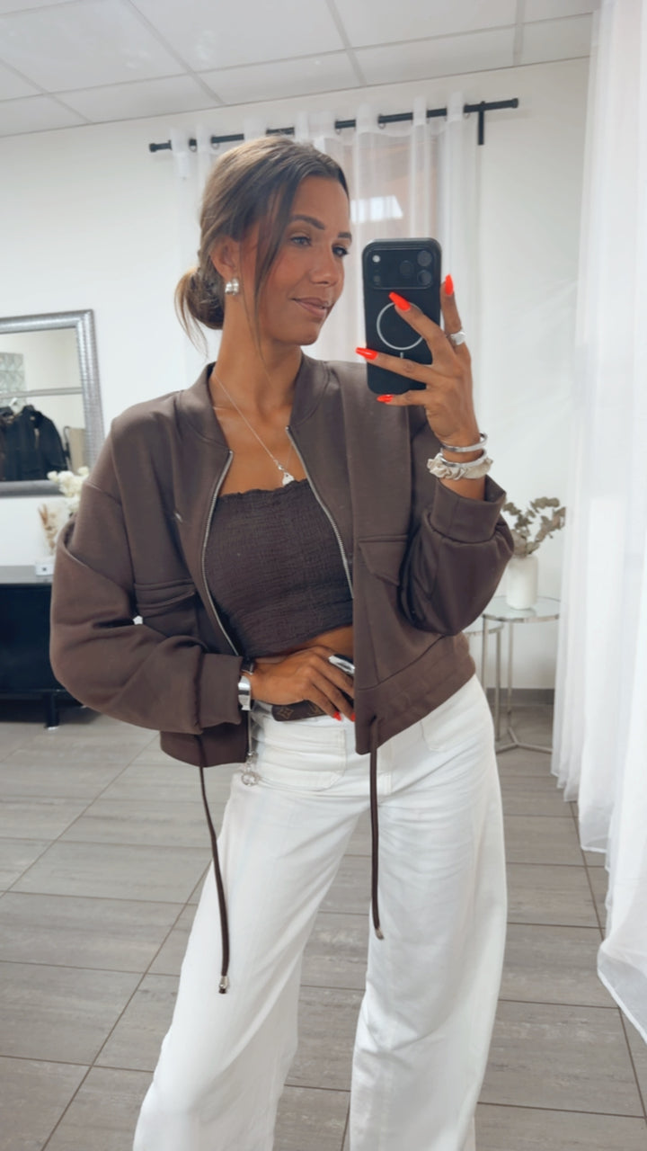 Casual Jacke mit Taschen / braun Art. 16163
