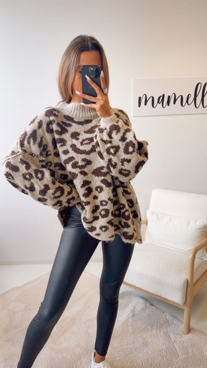 LEO Oversize Kuschel - Pullover / dunkel beige - braun Art. 12692