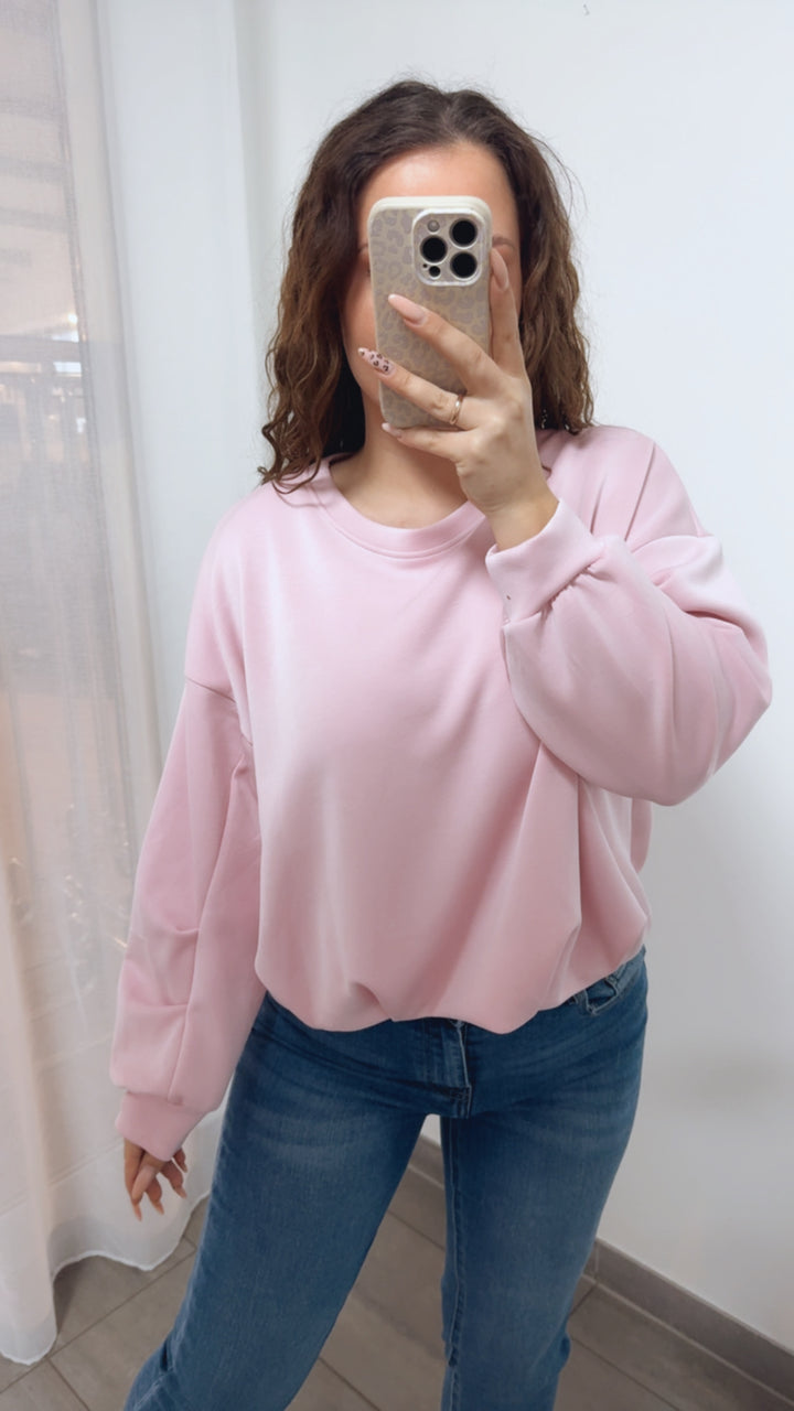 softer " Butter Stoff " Sweater, raffinierter Schnitt am Bund / rosa Art. 14060