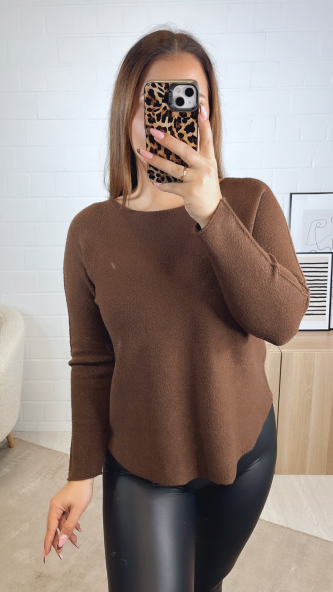 RUNDAUSSCHNITT Leichter, super weicher Pullover / schoko braun Art. 12992