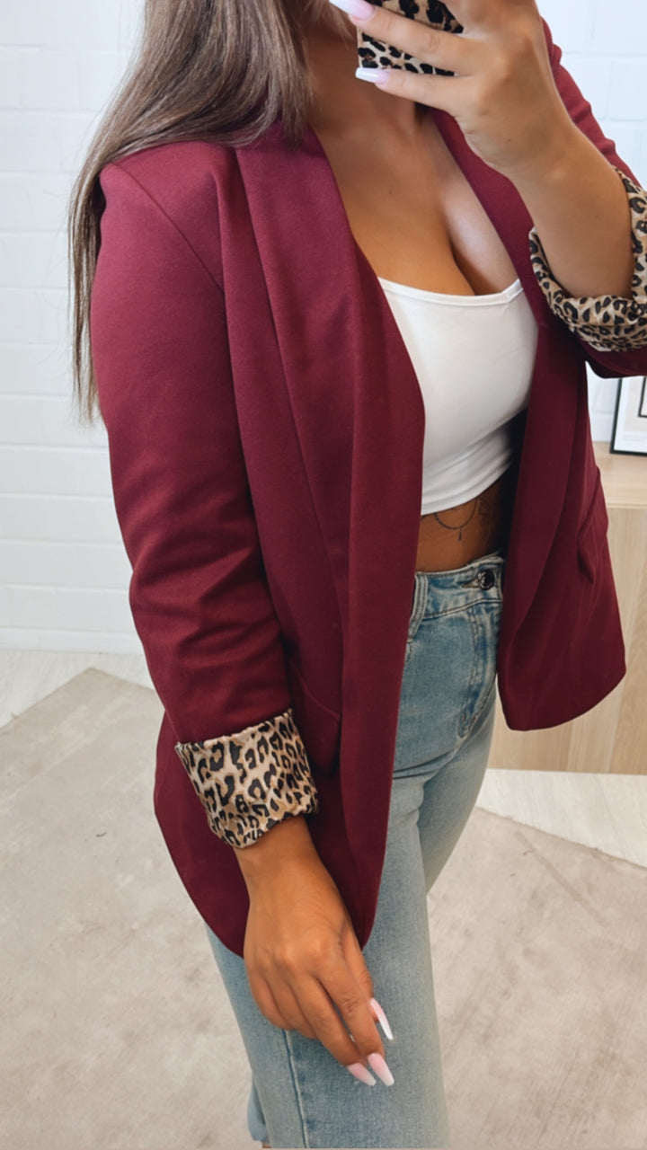 weicher Blazer mit Leo Akzenten / bordeaux rot Art. 11138
