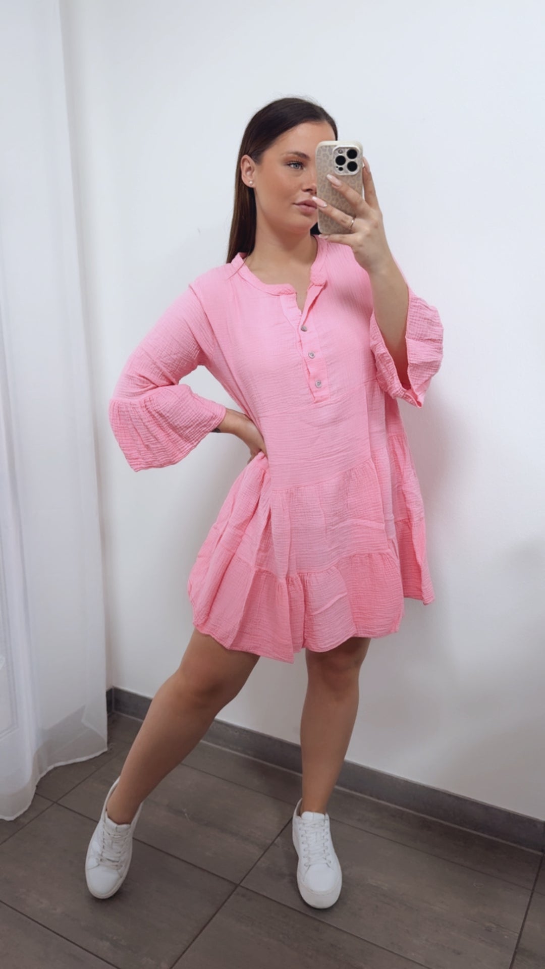 Musselin Kleid / Tunika / soft pink Art. 14463