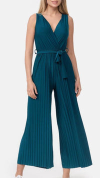 langer Plissee Jumpsuit, schöner Ausschnitt / Petrol Art. 14459