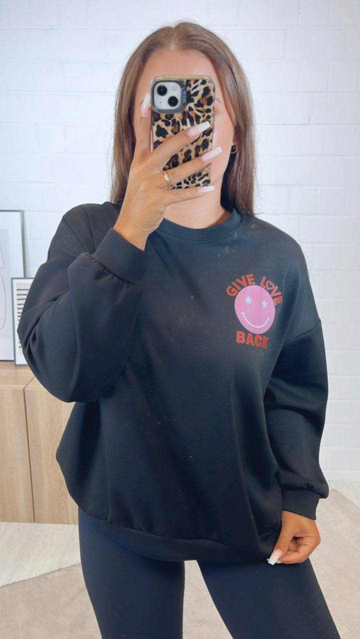Sweater " GIVE LOVE BACK " / schwarz Art. 10836