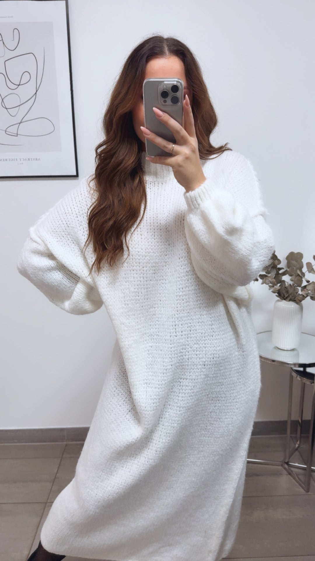 (Maxi-) Kuschel Kleid / weiss Art. 13170