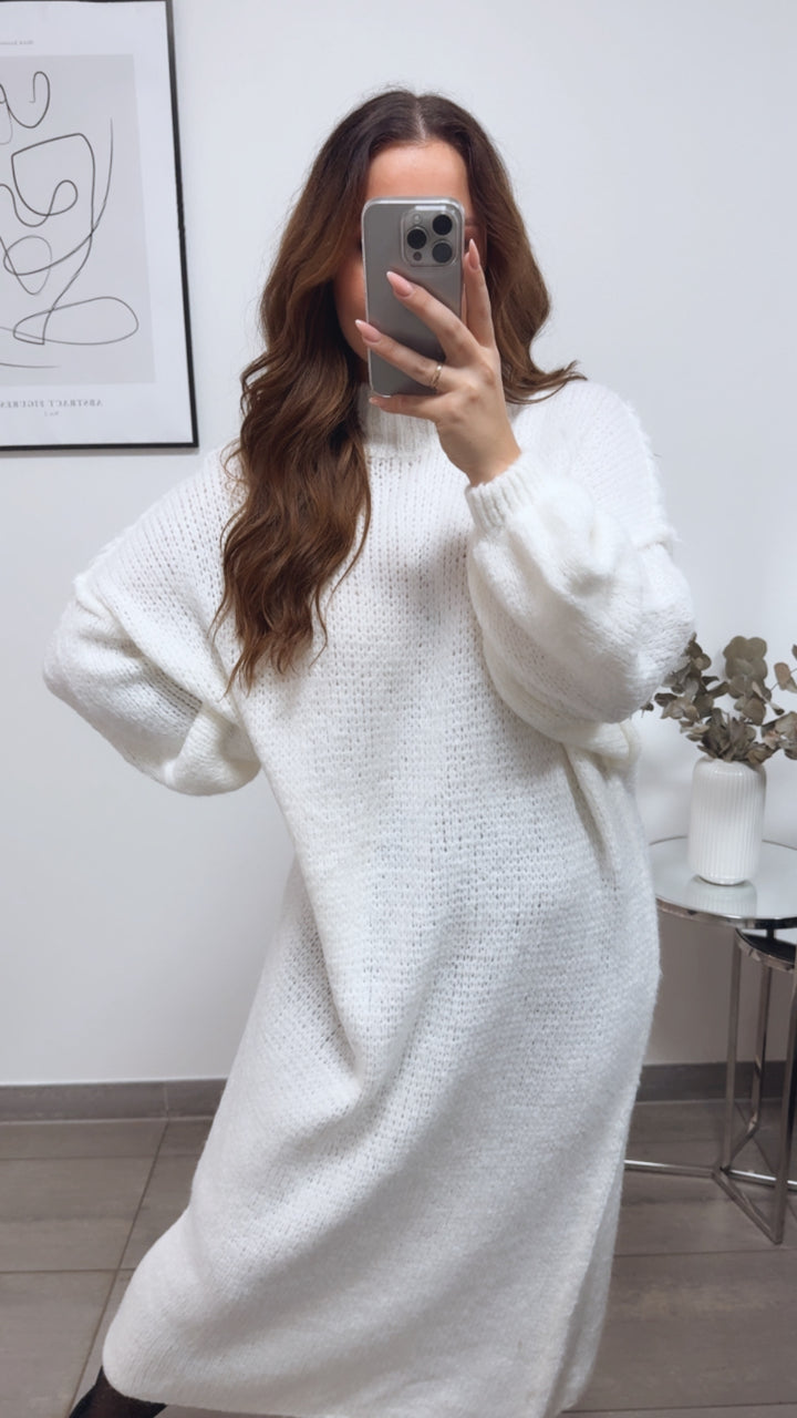 (Maxi-) Kuschel Kleid / weiss Art. 13170