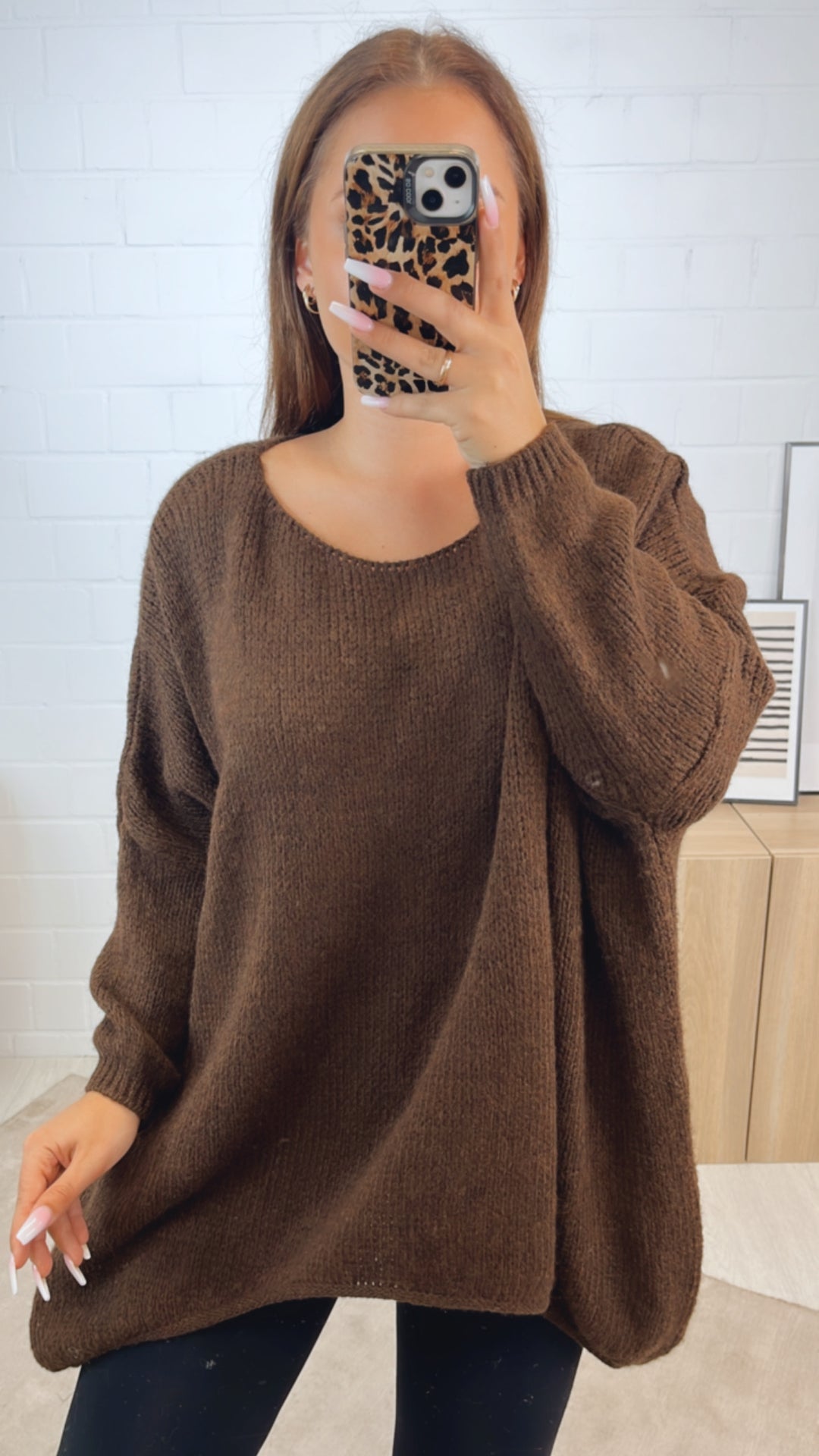 VOKUHILA oversize Strick Pullover/ dunkel braun Art. 12368