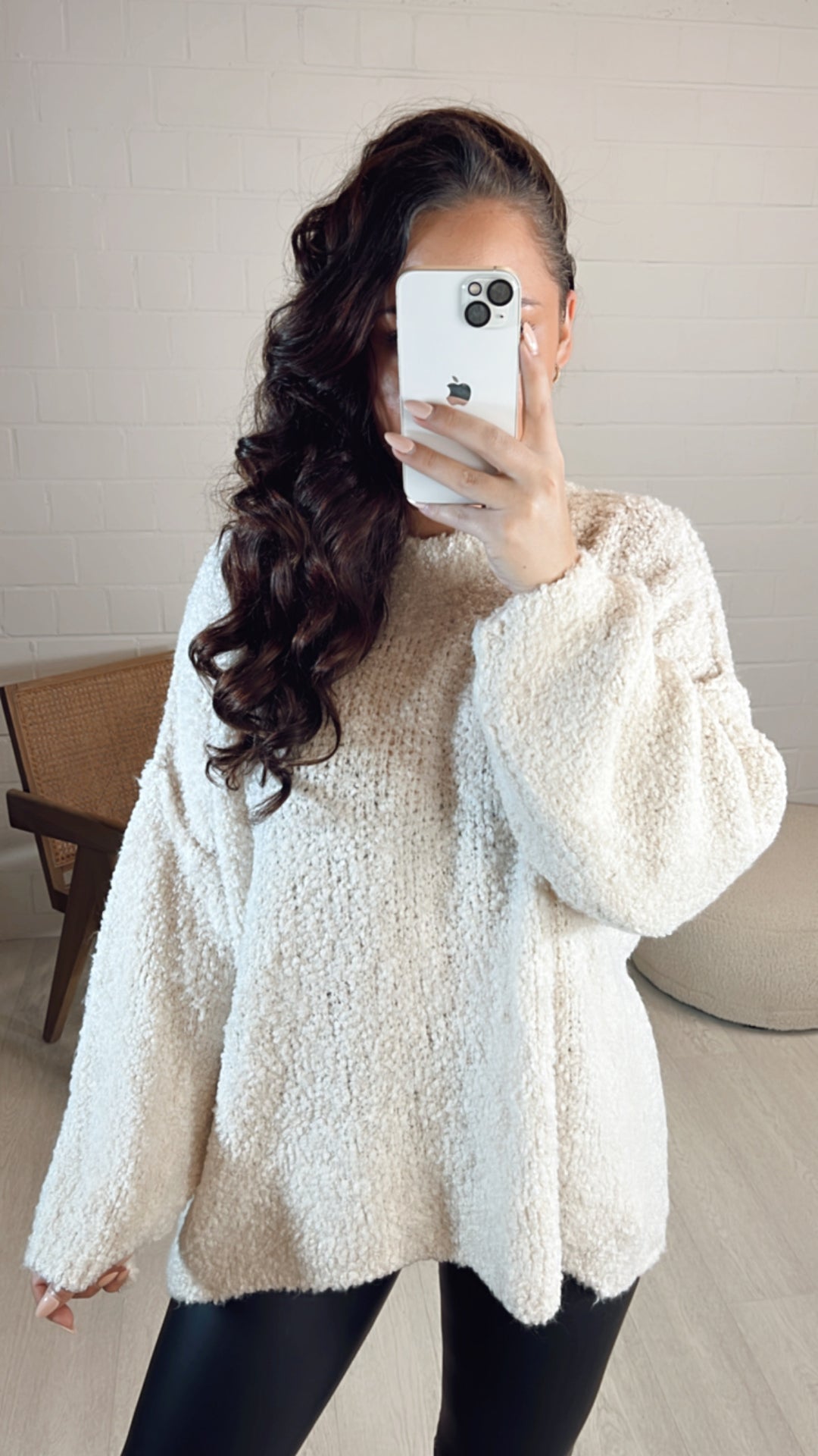 TEDDY Oversize Pullover mit hohem Ausschnitt / wollweiss Art. 8130