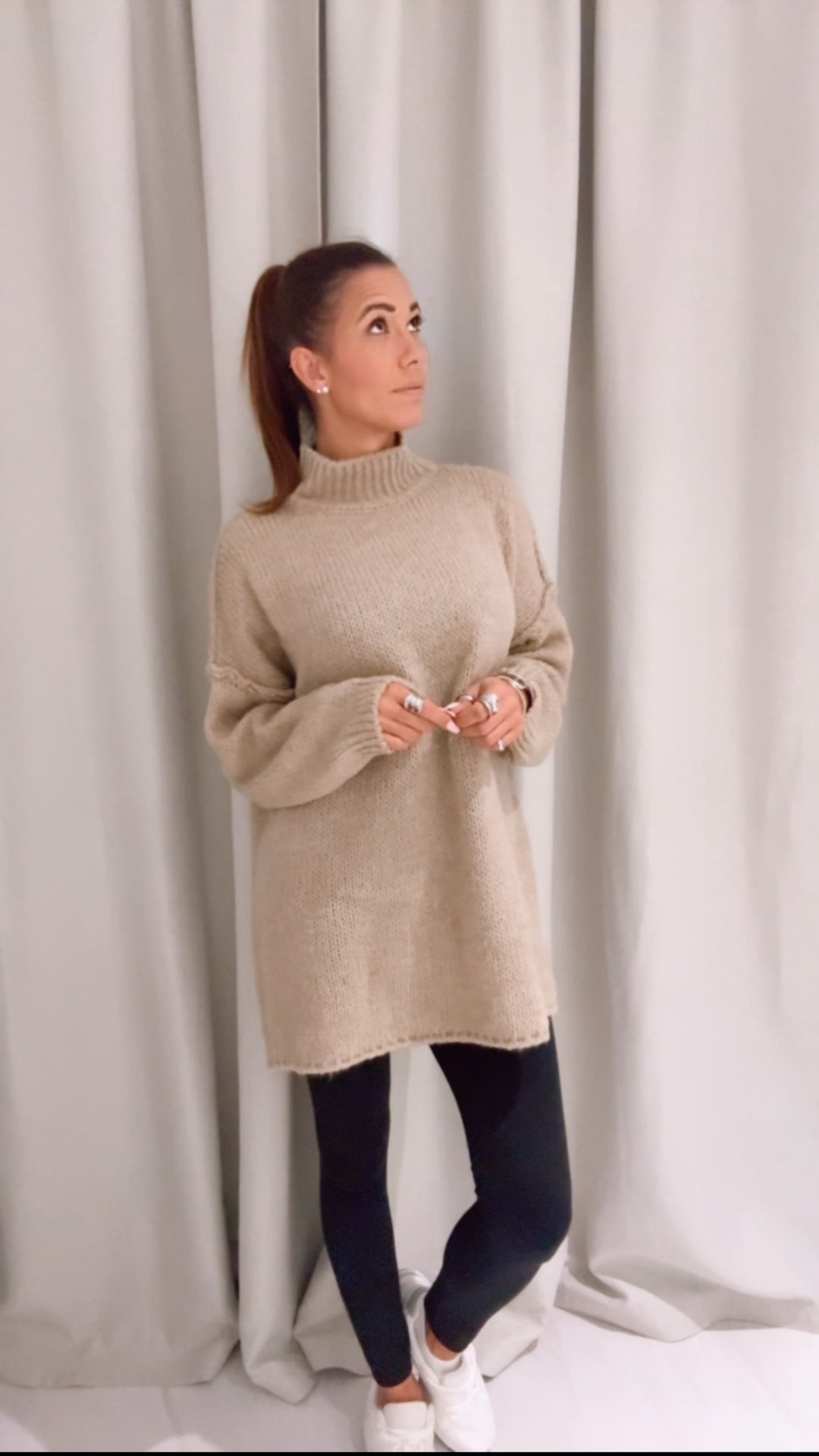 wollfreier Oversize Pullover / beige Art. 13630