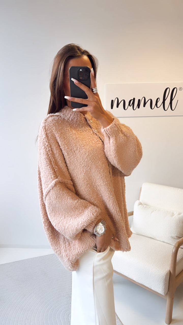 LANGER Teddy Cardigan mit goldenen Knöpfen / puder Art. 8490