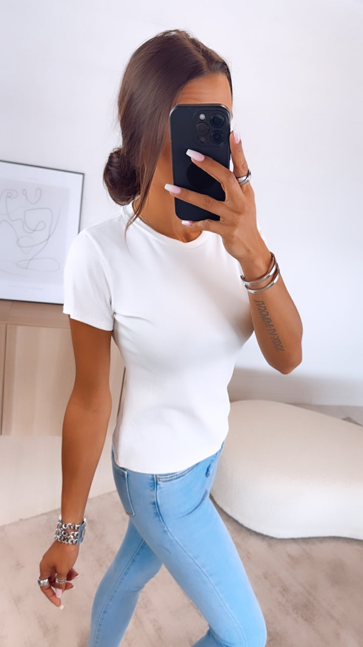 T-shirt in Ripp Optik / weiss Art. 6435