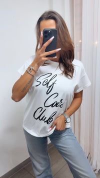 T-shirt " Self Care Club " / weiss - schwarz Art. 14173