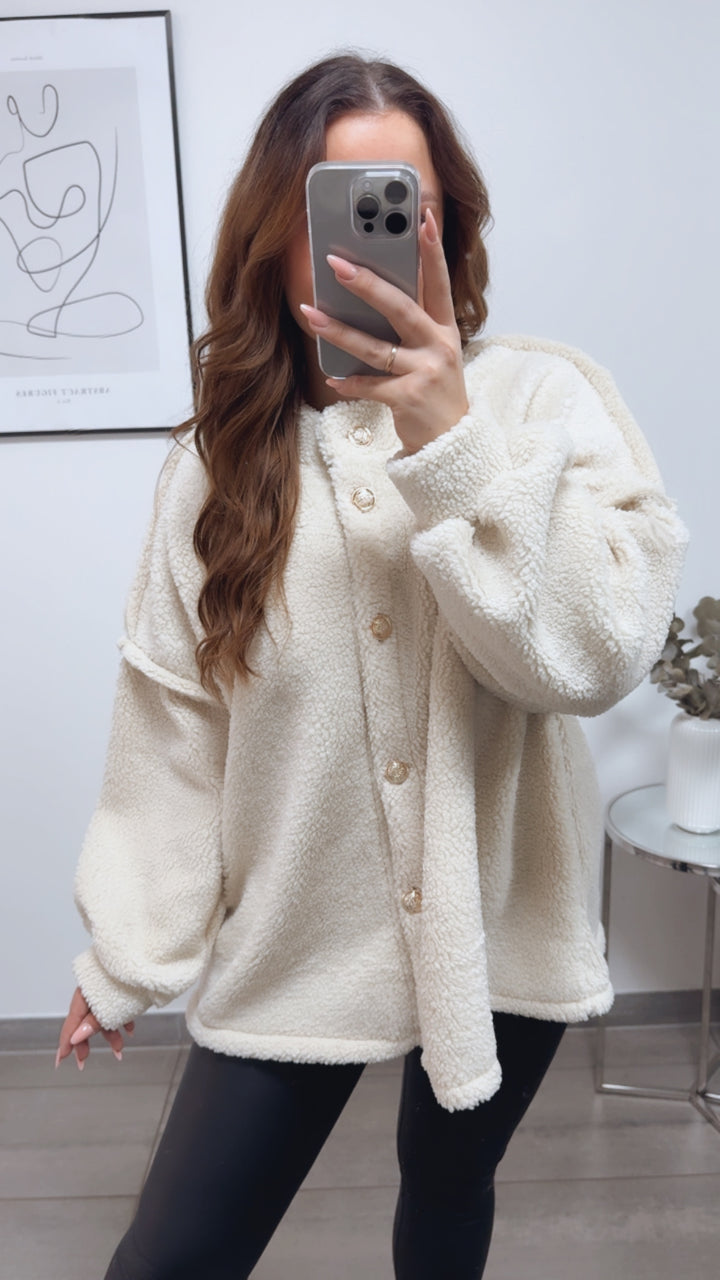 TEDDY Jacke mit gold - silbernen Knöpfen, Leo Herz / Creme Art. 13115