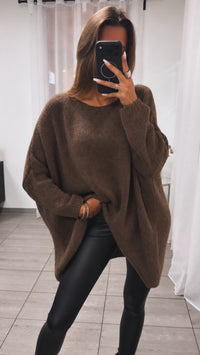 VOKUHILA oversize Strick Pullover/ dunkel braun Art. 12368