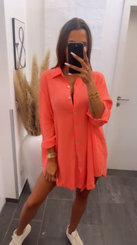 LANGE Oversize Musselin Bluse /  coral Art. 4344
