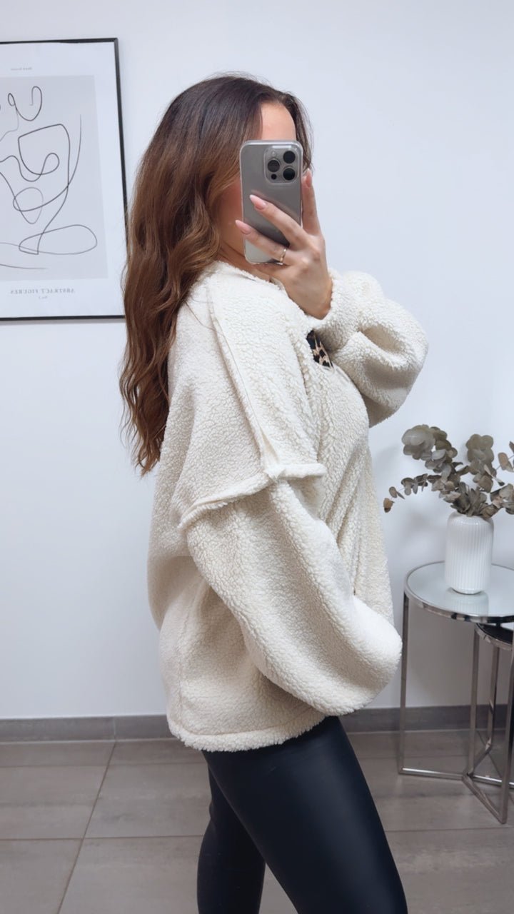 TEDDY Jacke mit gold - silbernen Knöpfen, Leo Herz / Creme Art. 13115