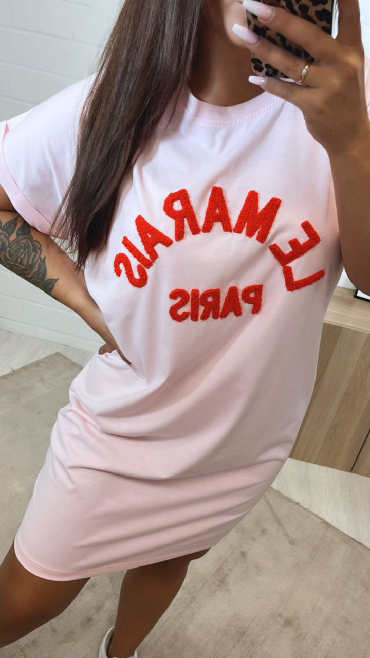 T-shirt Kleid " Le Marais " / soft pink - rot Art. 10505