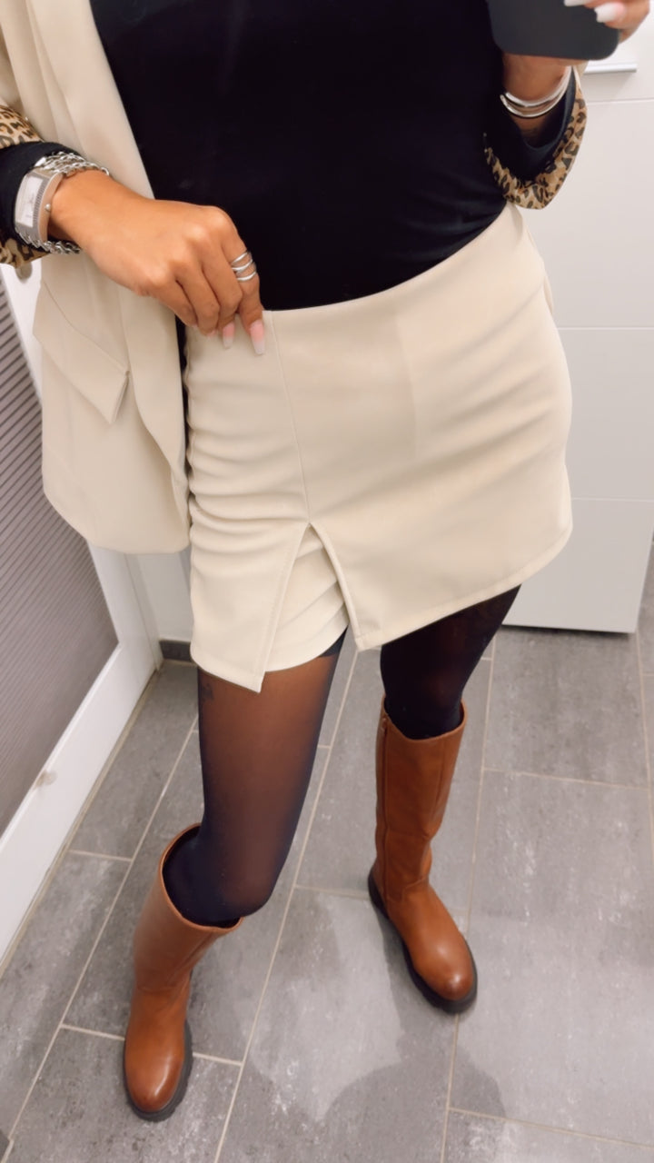 SMOKE LEDEROPTIK Hosenrock , Schimmeroptik / creme - beige Art. 12678