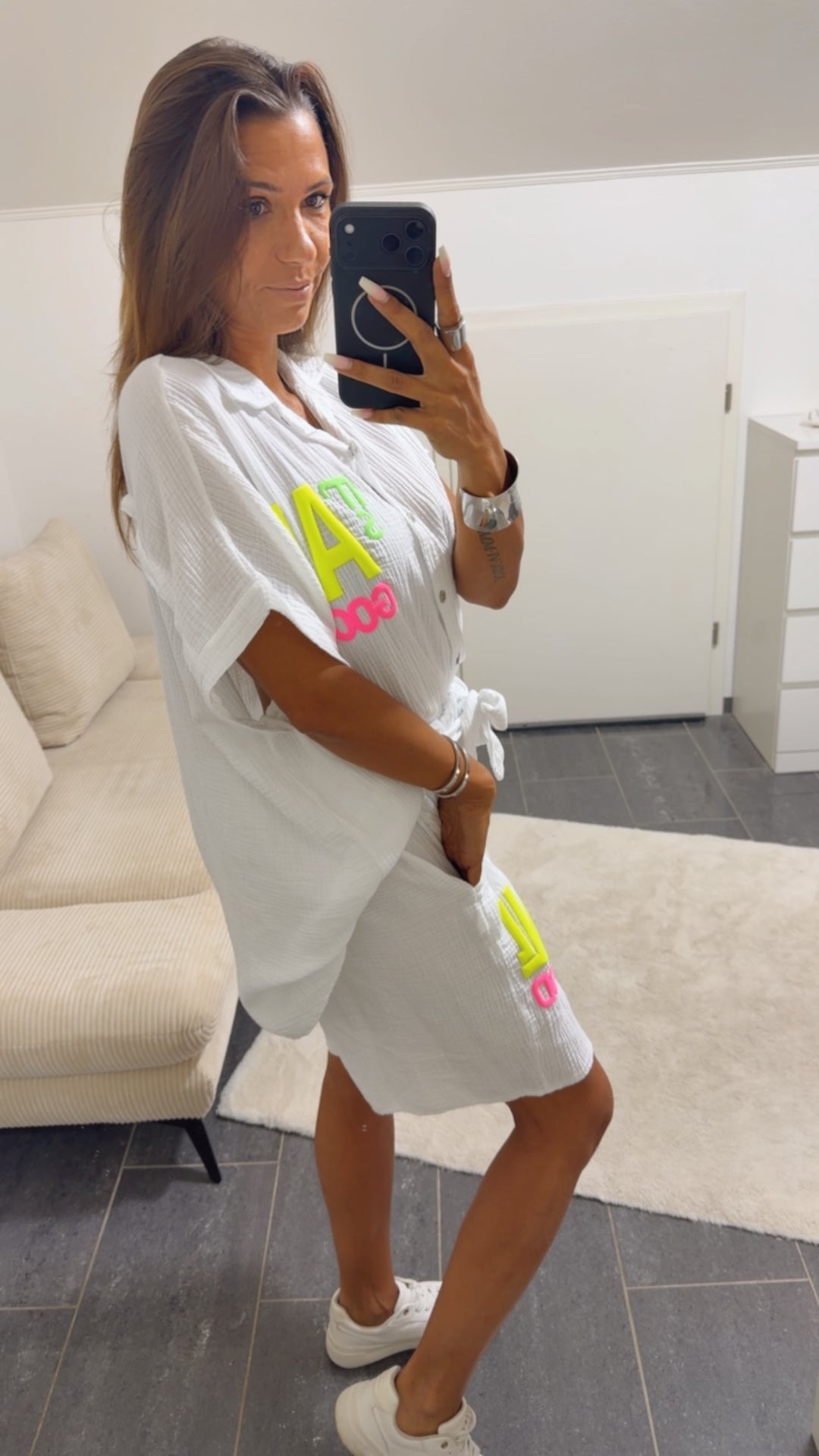 MUSSELIN Set Kurzarm Bluse + Short " It´s all good " / weiss Art. 15765
