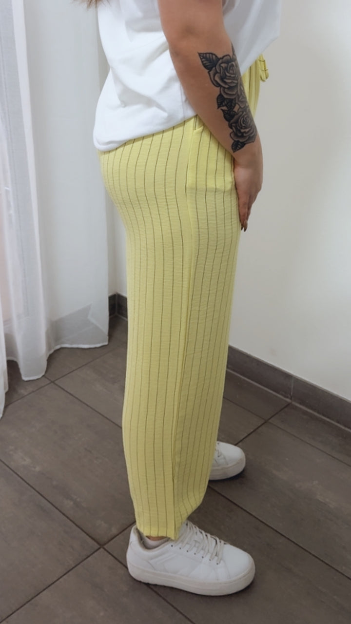 NADELSTREIFEN luftige, elastische Hose / citrus gelb - schwarz Art. 14219