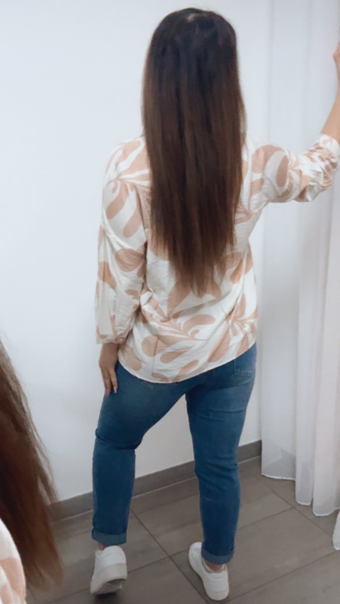 MUSTER Viskose - Leinen Bluse / creme - puder rosa Art. 14022