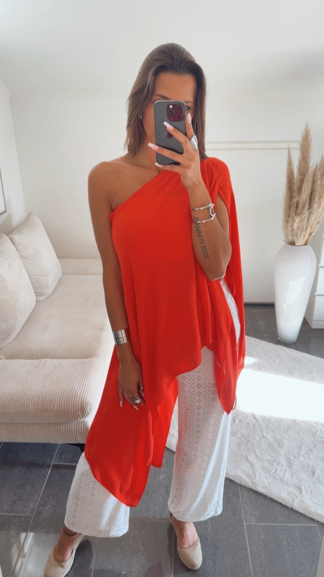 Multi Style Krepp Oberteil mit Bandeau Top / coral Art. 14770
